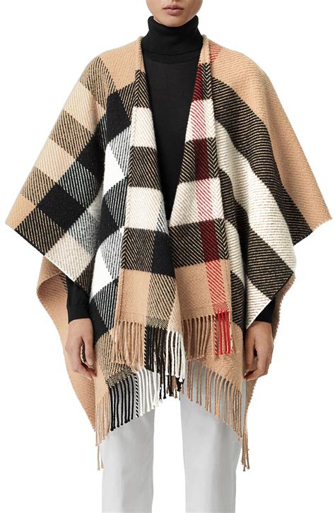 burberry mega check cashmere cape|Burberry Check cashmere cape.